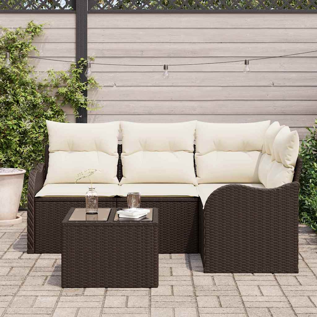 Kerti Kanapé Szett tárolóval 5 pcs Szürke polirattan