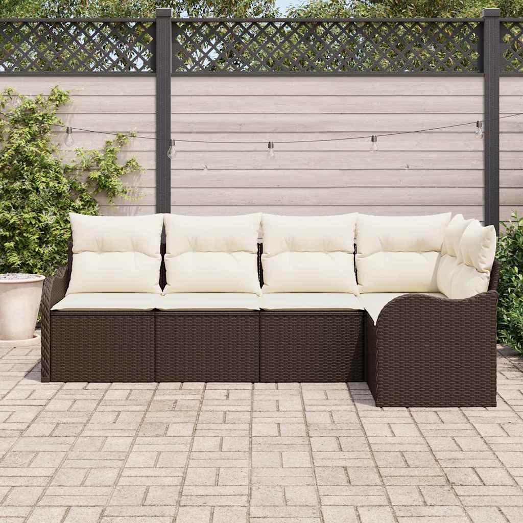 Kerti Kanapé Szett tárolóval 5 pcs Barna polirattan
