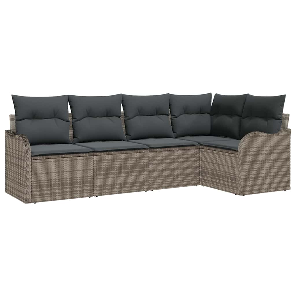 Kerti Kanapé Szett tárolóval 5 pcs Szürke polirattan