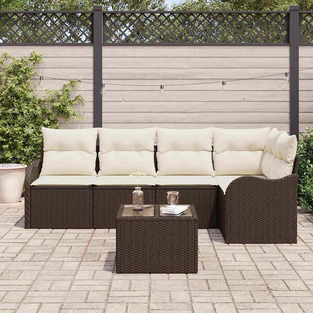 Kerti Kanapé Szett tárolóval 6 pcs Barna polirattan