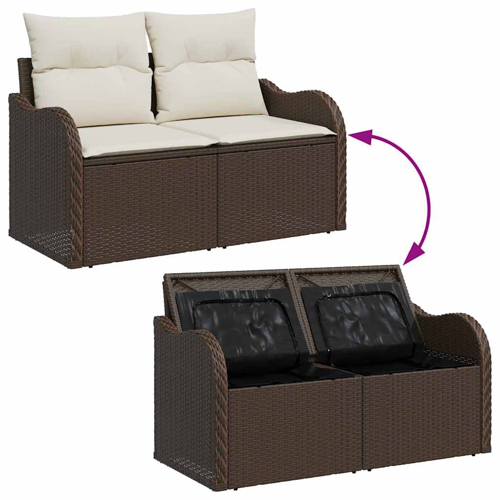 Kerti Kanapé Szett tárolóval 6 pcs Barna polirattan