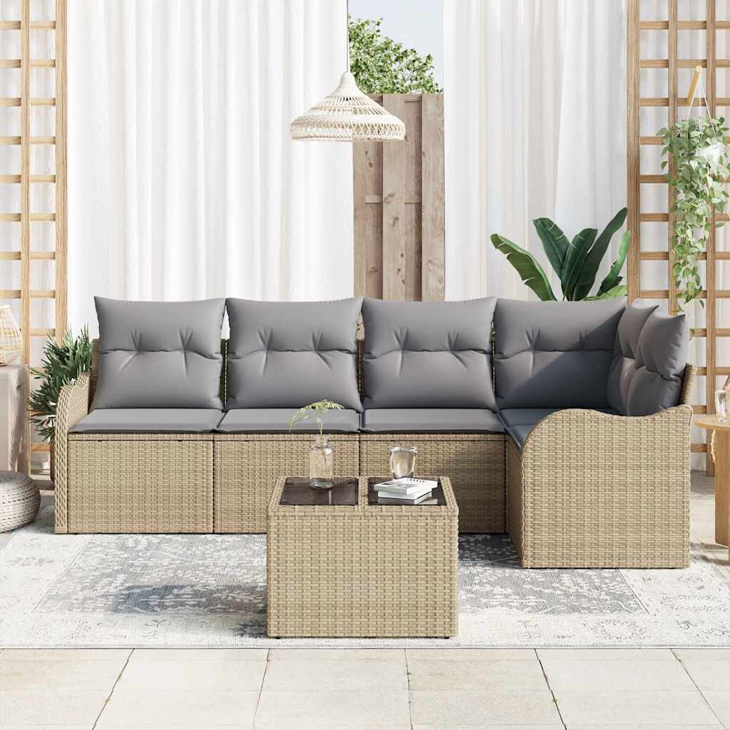 Kerti Kanapé Szett tárolóval 6 pcs Bézs polirattan