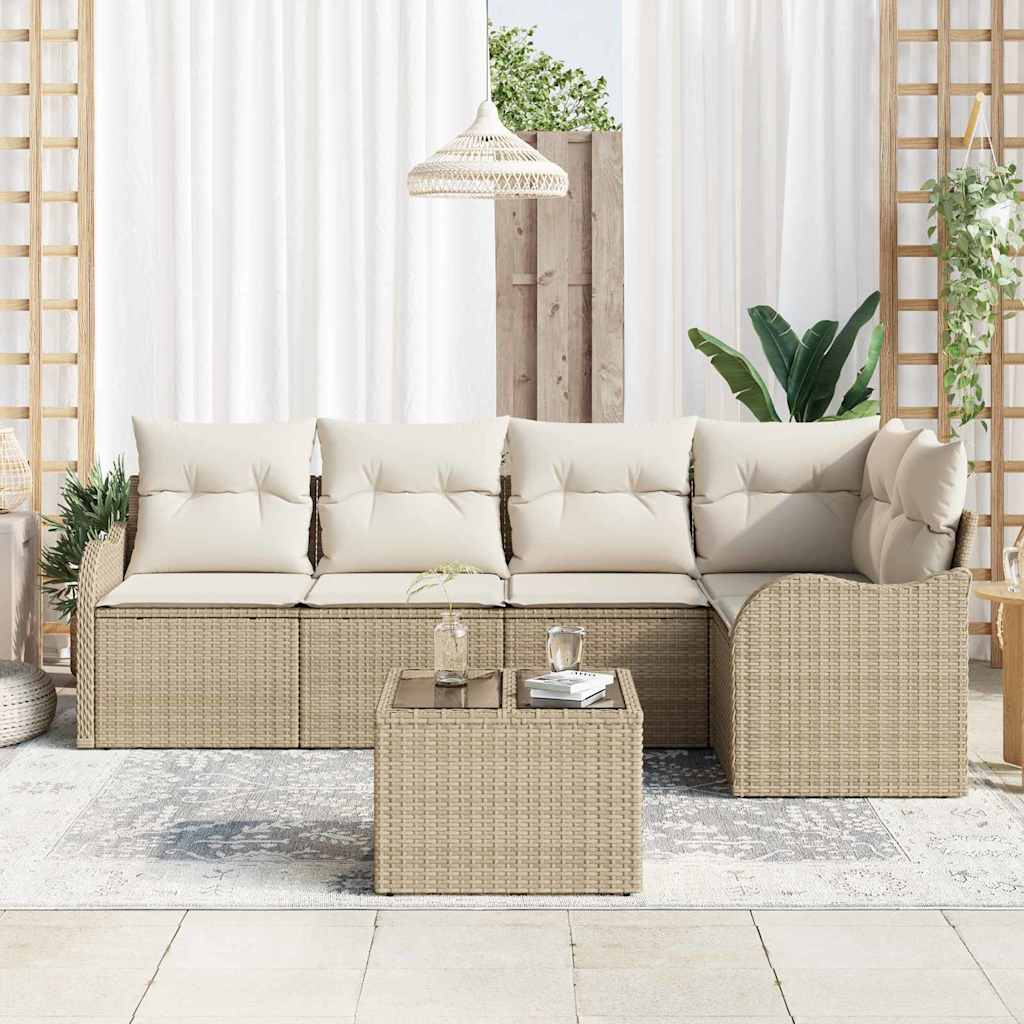 Kerti Kanapé Szett tárolóval 6 pcs Bézs polirattan
