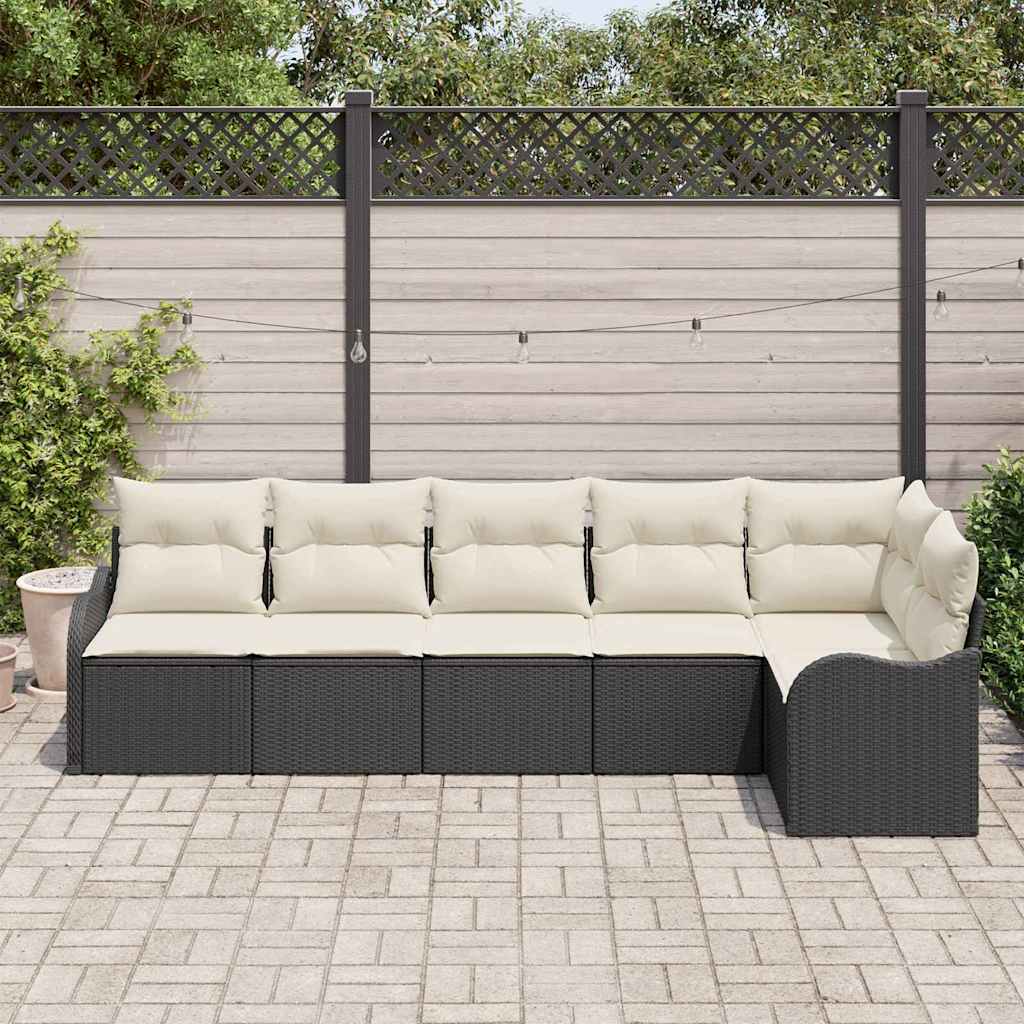 Kerti Kanapé Szett tárolóval 6 pcs Fekete polirattan