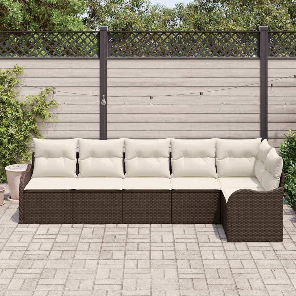 Kerti Kanapé Szett tárolóval 6 pcs Barna polirattan