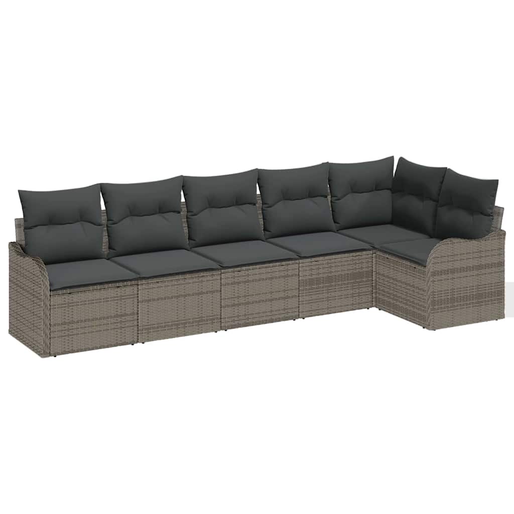 Kerti Kanapé Szett tárolóval 6 pcs Szürke polirattan