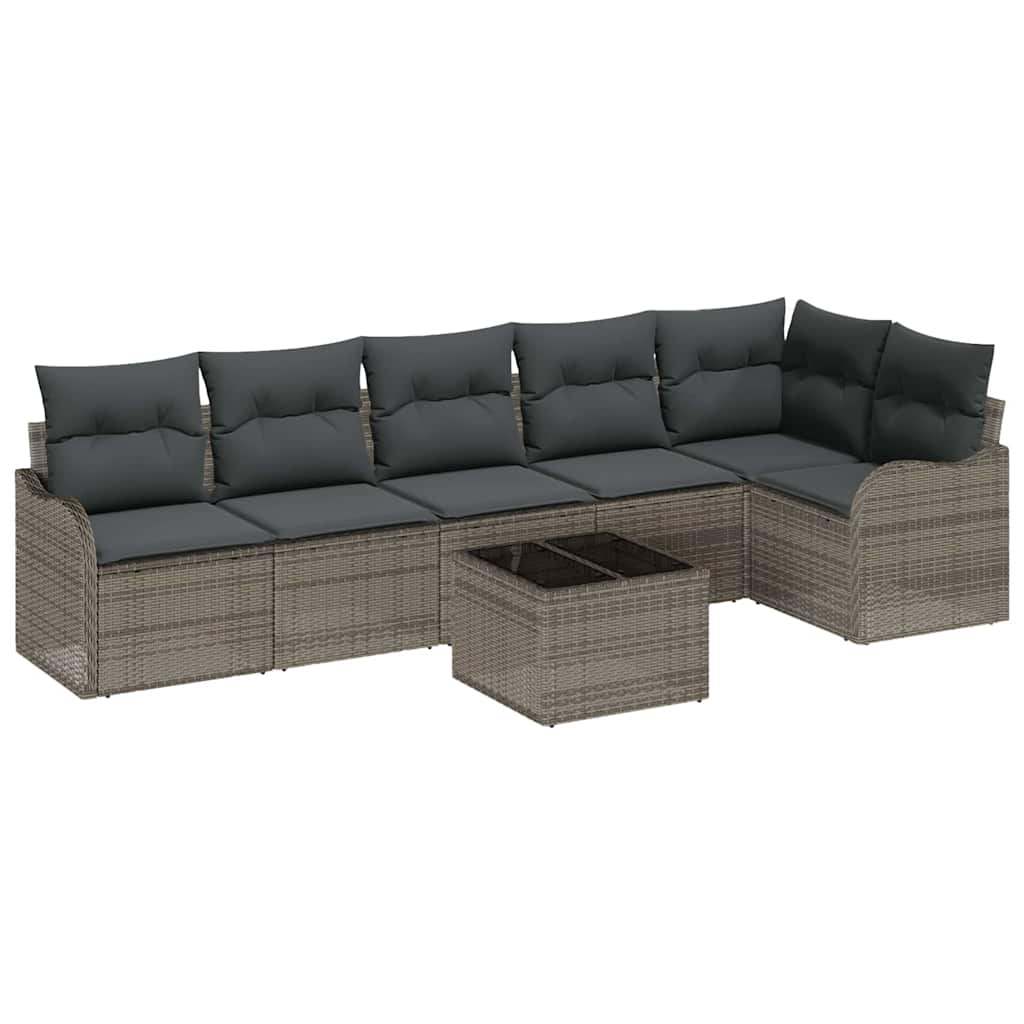 Kerti Kanapé Szett párnával tárolóval 7 pcs Fekete Poli rattan