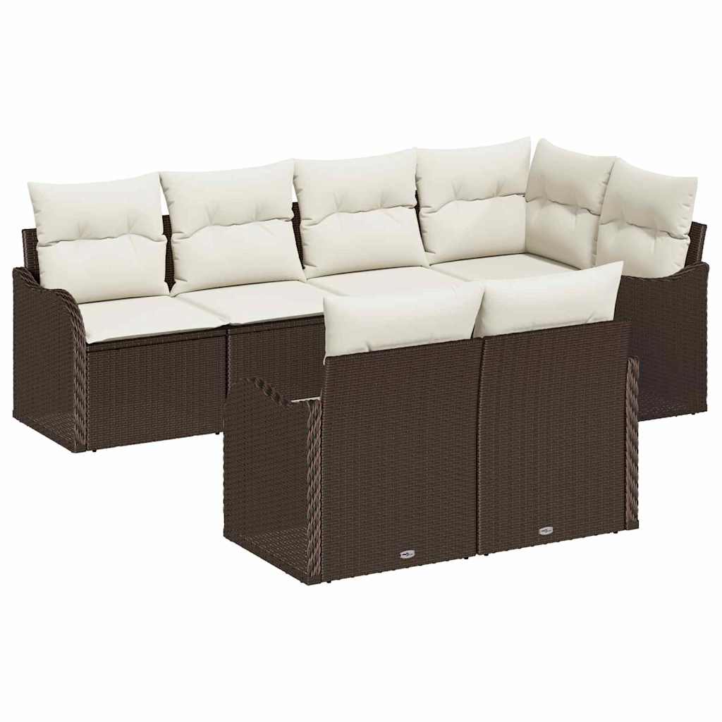 Kerti Kanapé Szett tárolóval 7 pcs Barna Poli rattan