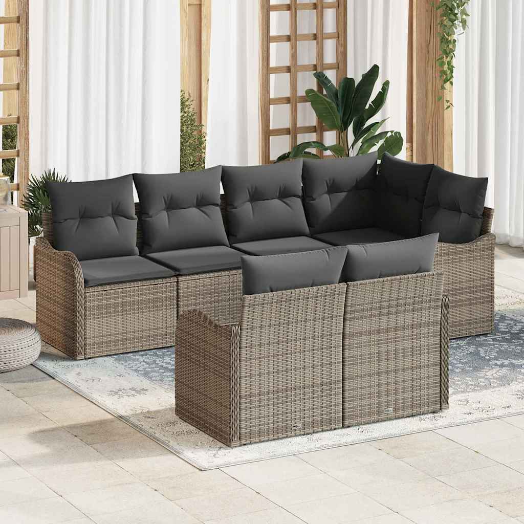 Kerti Kanapé Szett tárolóval 7 pcs Szürke Poli rattan