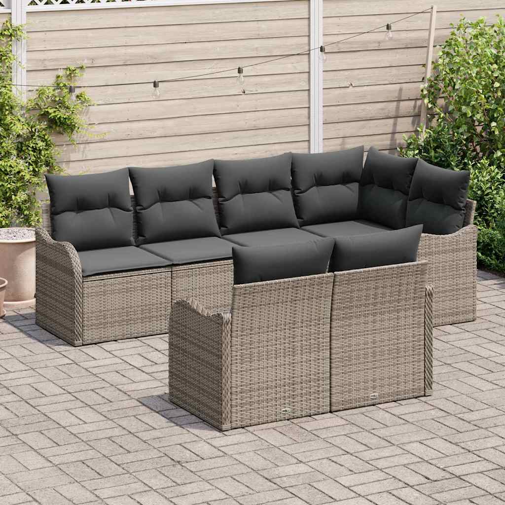 Kerti Kanapé Szett tárolóval 7 pcs Szürke Poli rattan