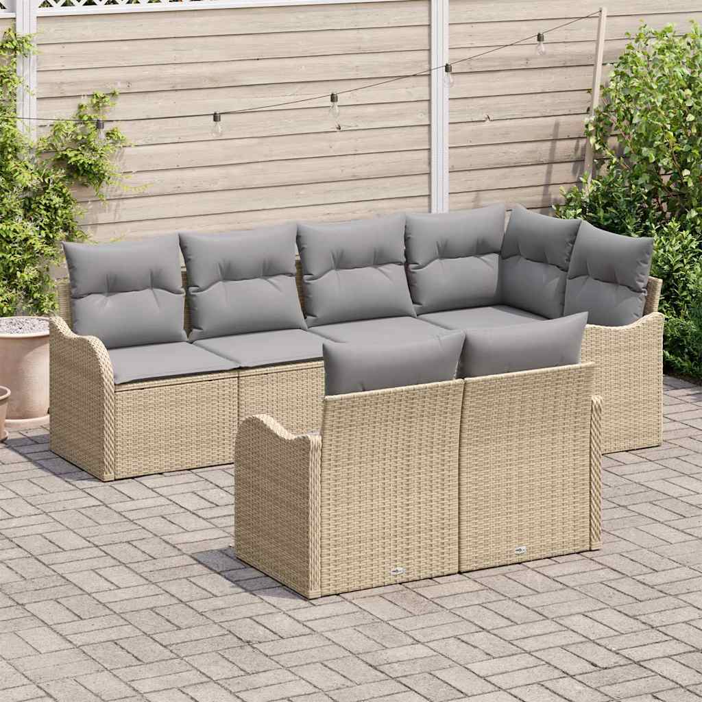 Kerti Kanapé Szett tárolóval 7 pcs Bézs Poli rattan