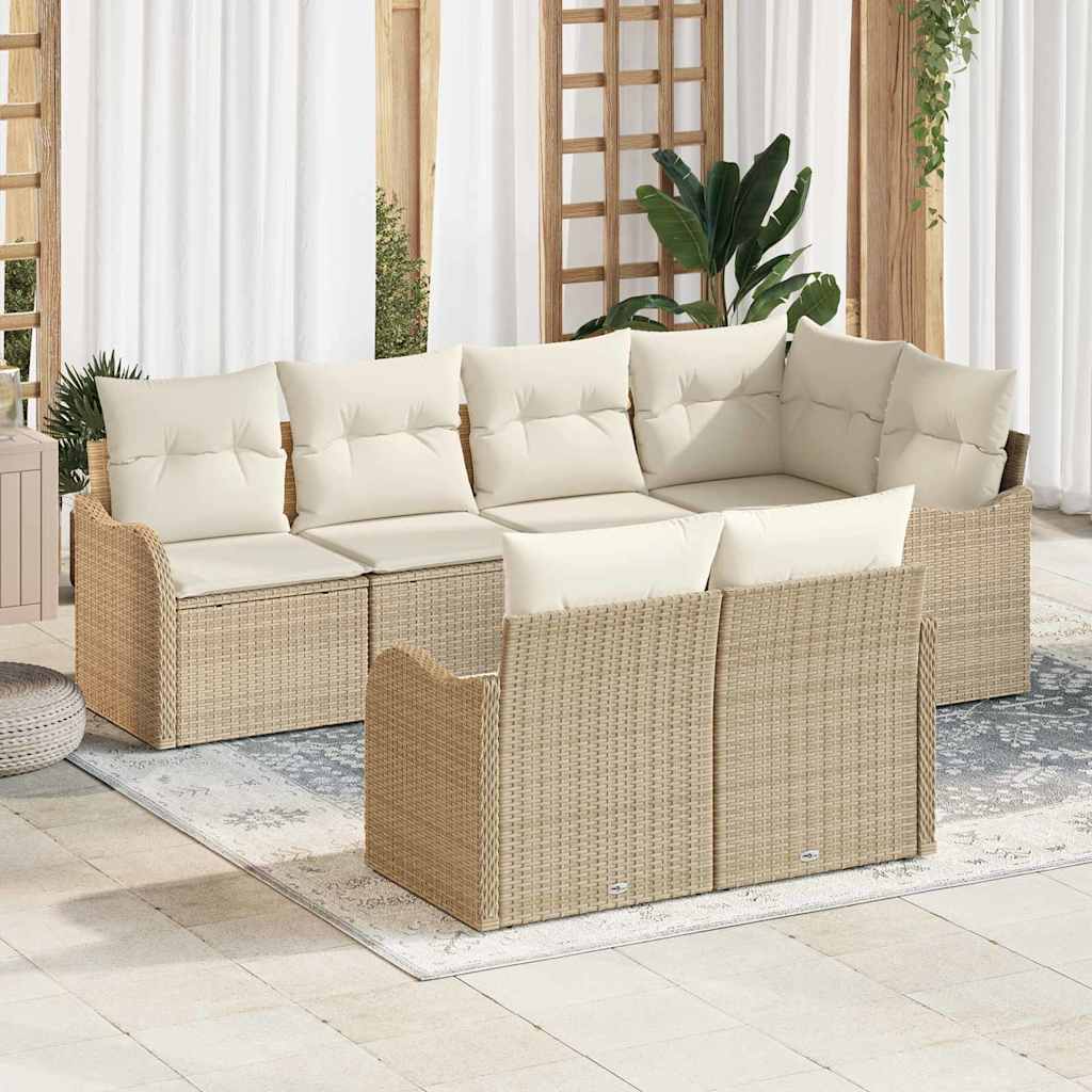 Kerti Kanapé Szett tárolóval 7 pcs Bézs Poli rattan
