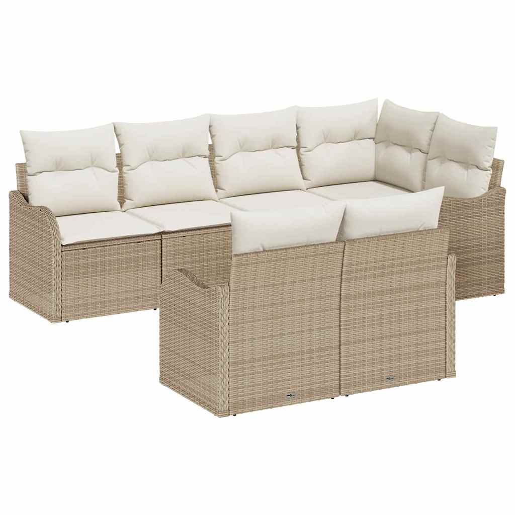 Kerti Kanapé Szett tárolóval 7 pcs Bézs Poli rattan