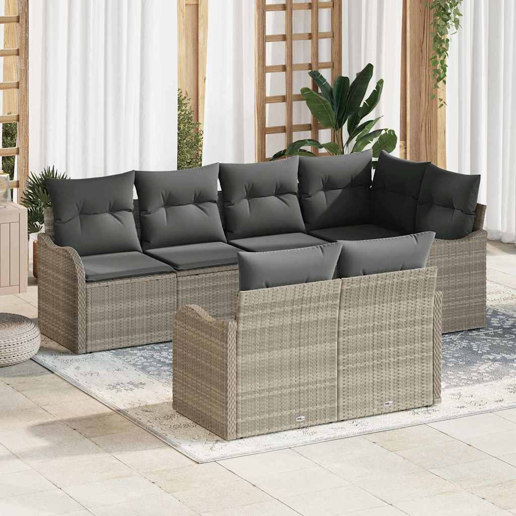 Kerti Kanapé Szett tárolóval 7 pcs Világosszürke Poli rattan