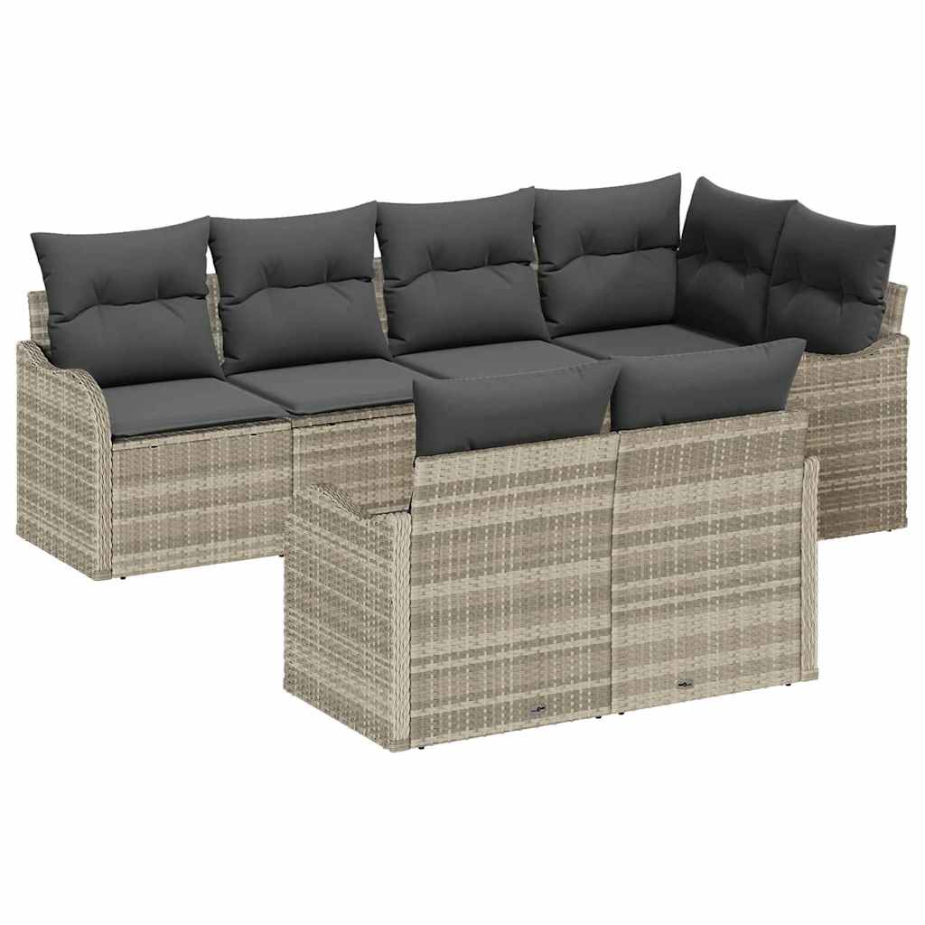 Kerti Kanapé Szett tárolóval 7 pcs Világosszürke Poli rattan
