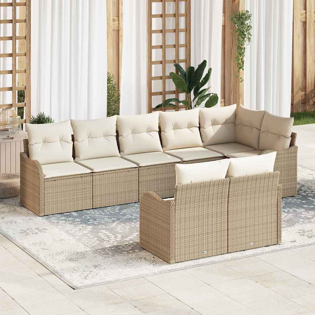 Kerti Kanapé Szett tárolóval 8 pcs Beige és Fehér polirattan