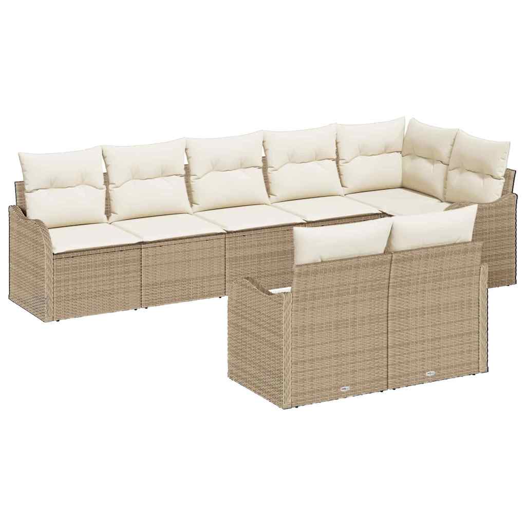 Kerti Kanapé Szett tárolóval 8 pcs Beige és Fehér polirattan