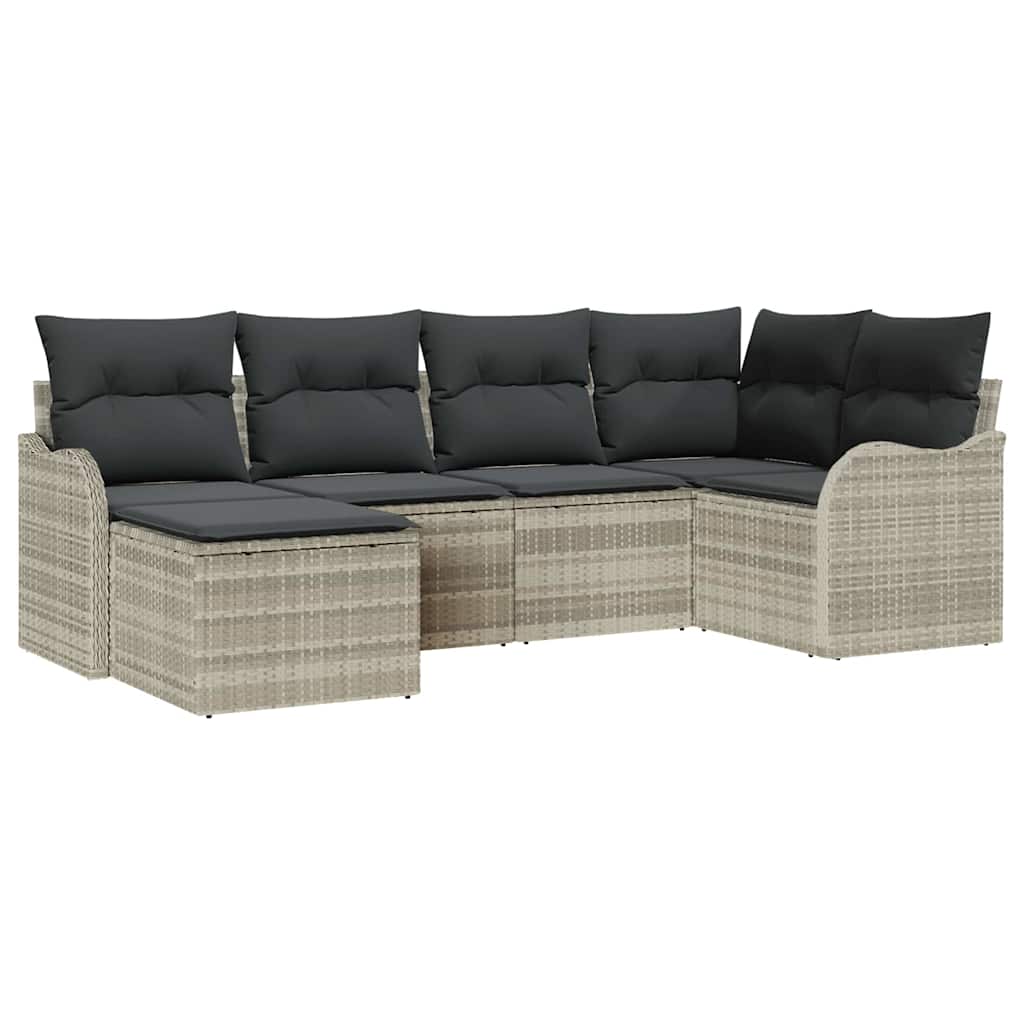 Kerti Kanapé Szett párnával 6 pcs Világosszürke Poli rattan