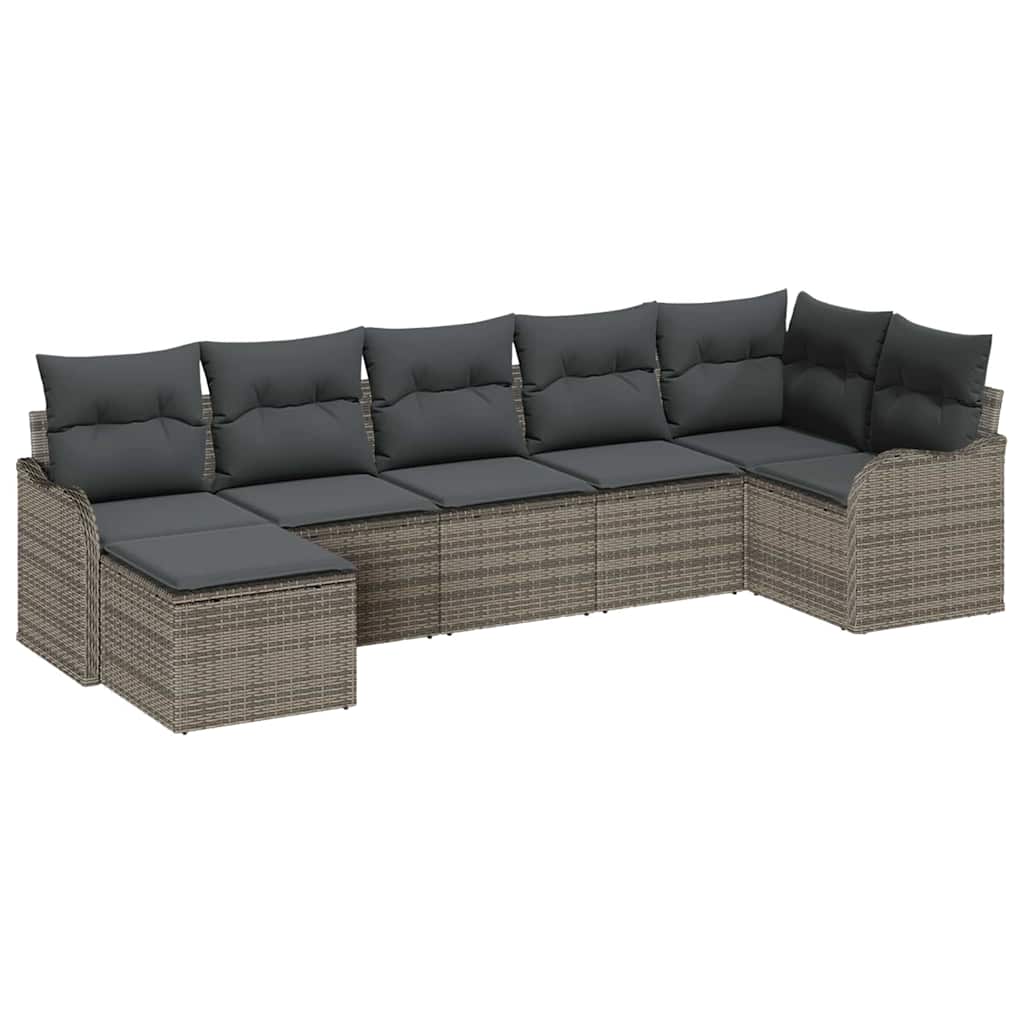 Kerti Kanapé Szett tárolóval 7 pcs Szürke polirattan