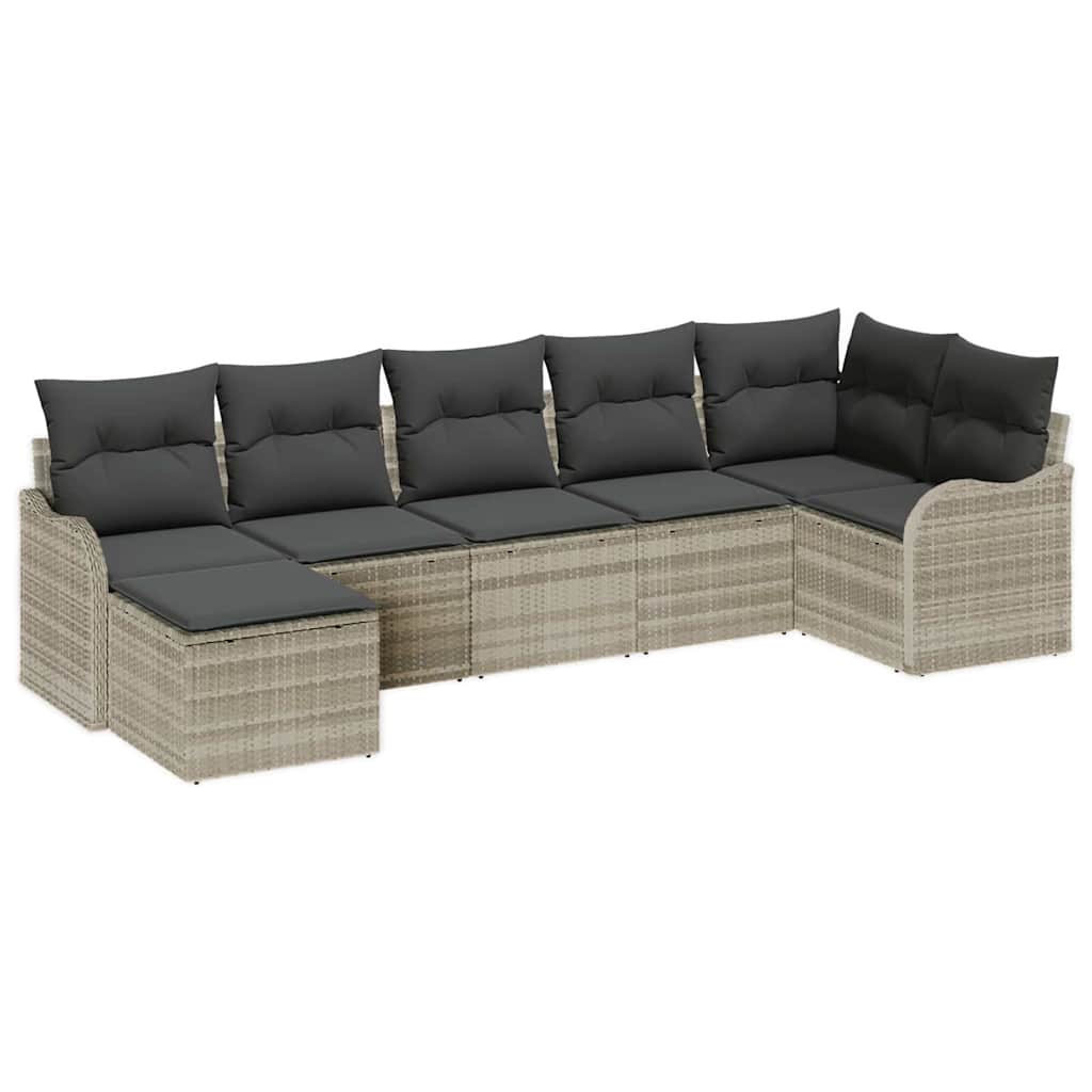 Kerti Kanapé Szett párnával 7 pcs Világosszürke Poli rattan