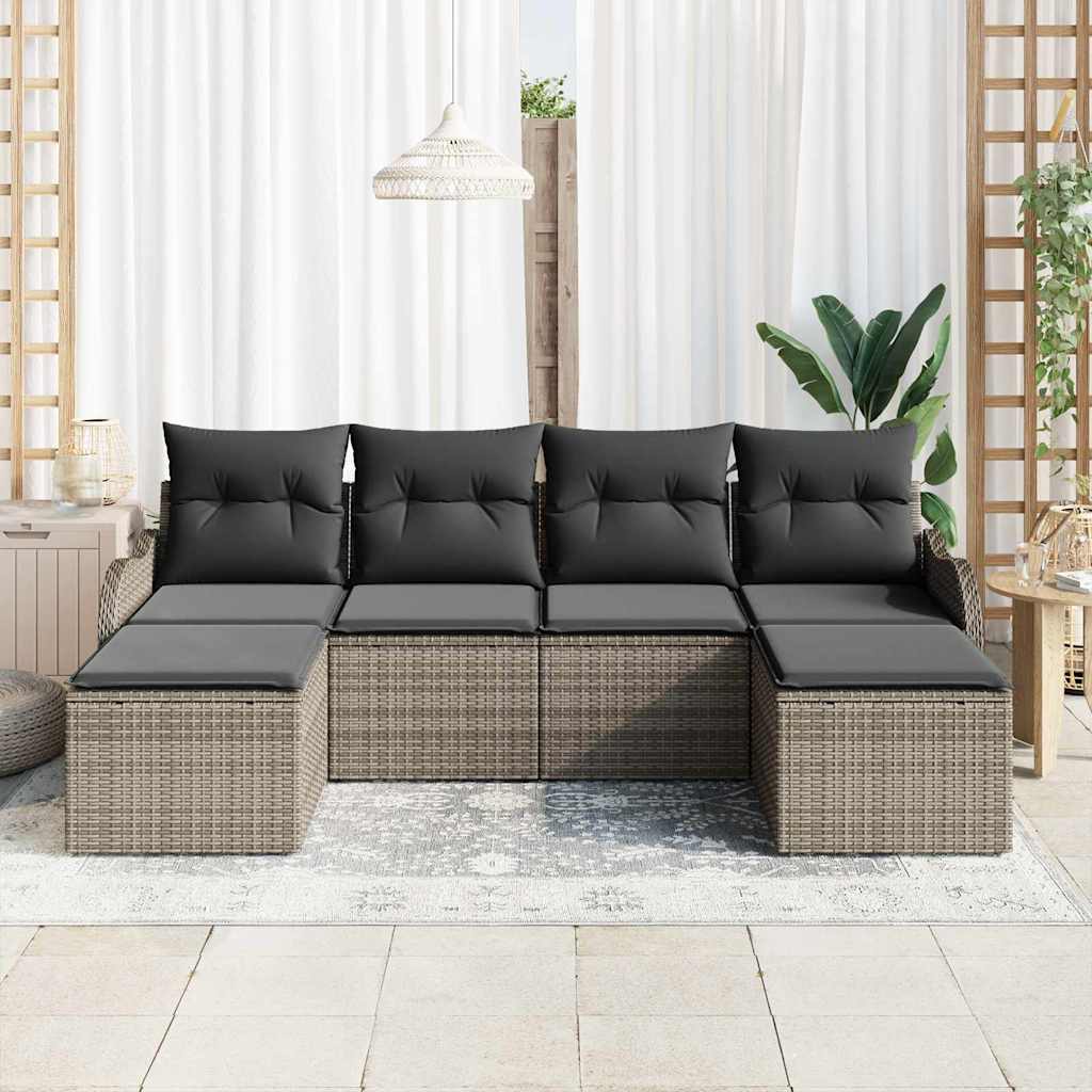Kerti Kanapé Szett tárolóval 6 pcs Szürke polirattan