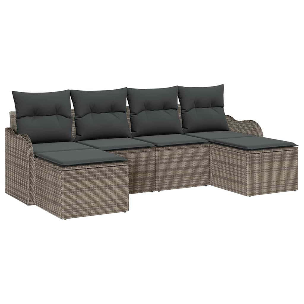 Kerti Kanapé Szett tárolóval 6 pcs Szürke polirattan
