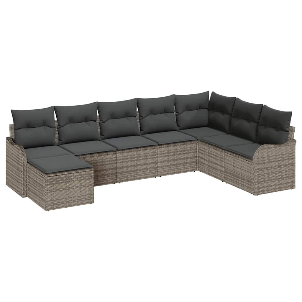 Kerti Kanapé Szett párnával 8 pcs Szürke Poli rattan