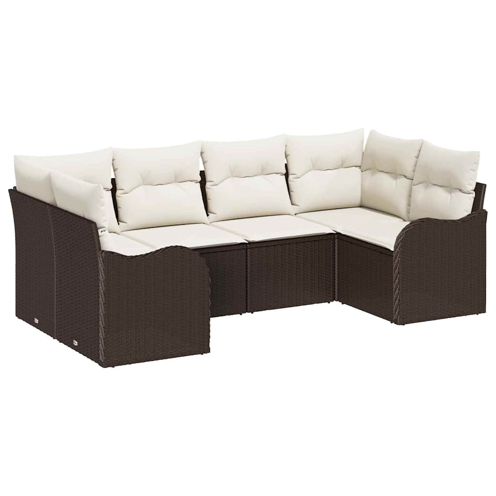Kerti Kanapé Szett tárolóval 6 pcs Barna és fehér Poli rattan