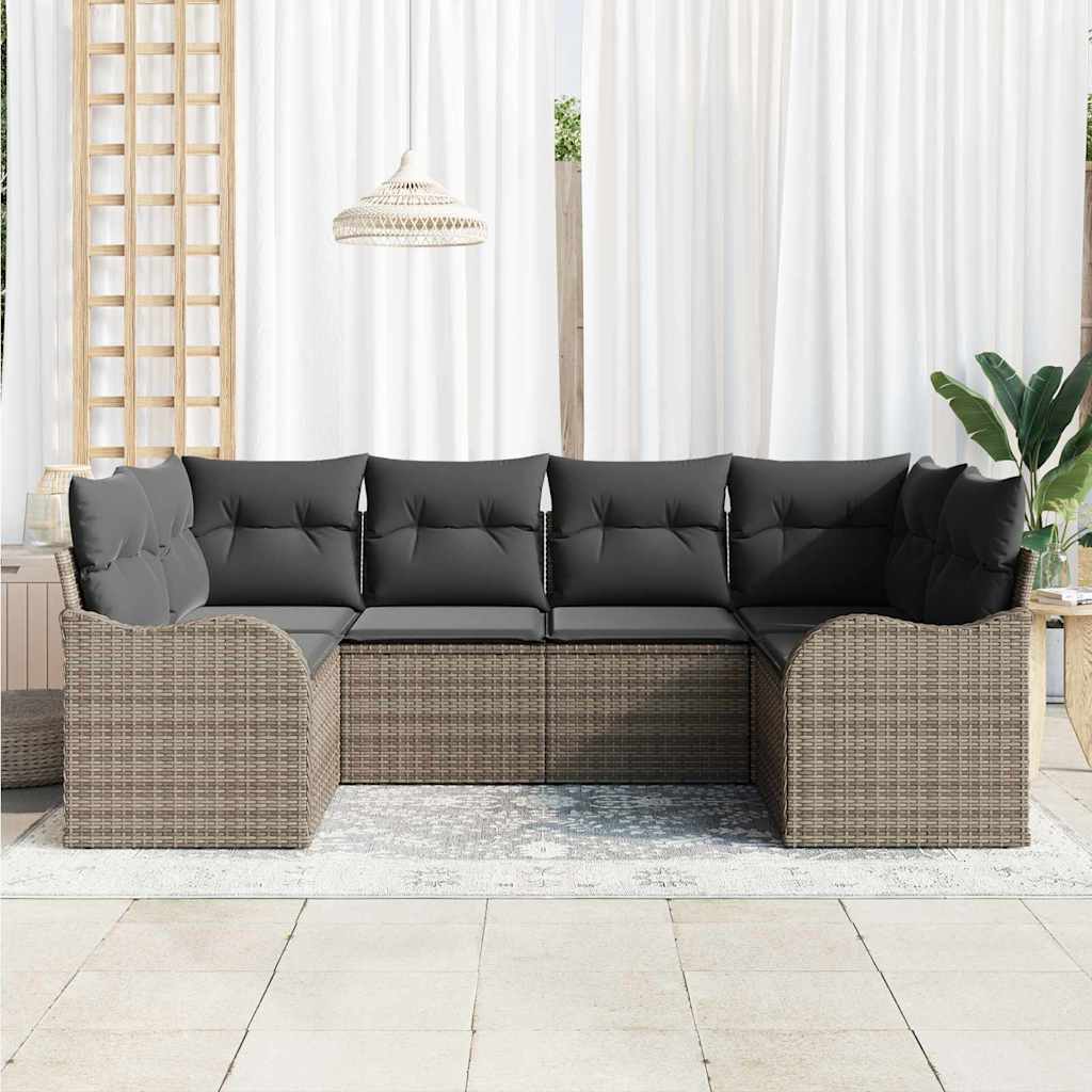 Kerti Kanapé Szett tárolóval 6 pcs Szürke Poli rattan