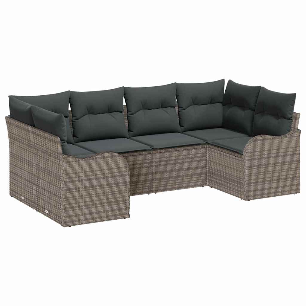 Kerti Kanapé Szett tárolóval 6 pcs Szürke Poli rattan