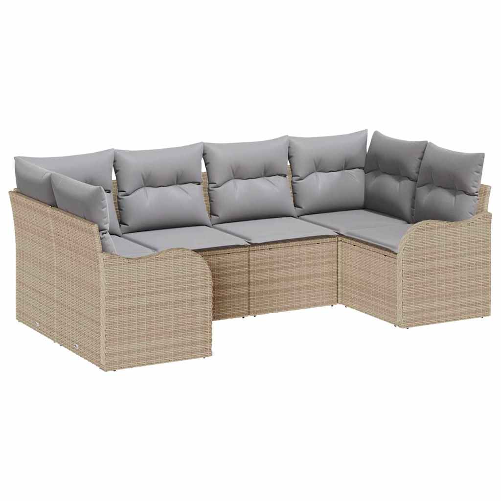 Kerti Kanapé Szett 6 pcs bézs és világosszürke Poli rattan