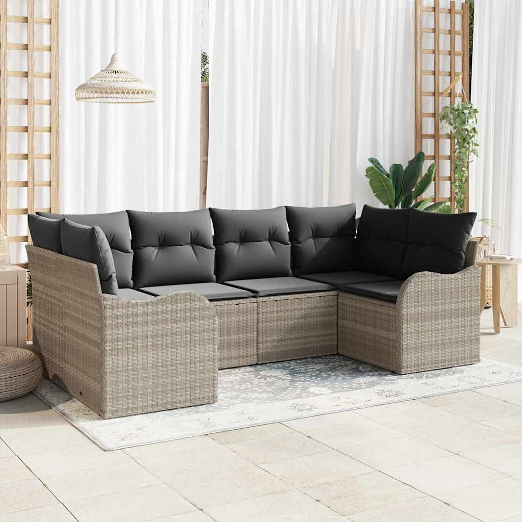 Kerti Kanapé Szett tárolóval 6 pcs Világosszürke Poli rattan