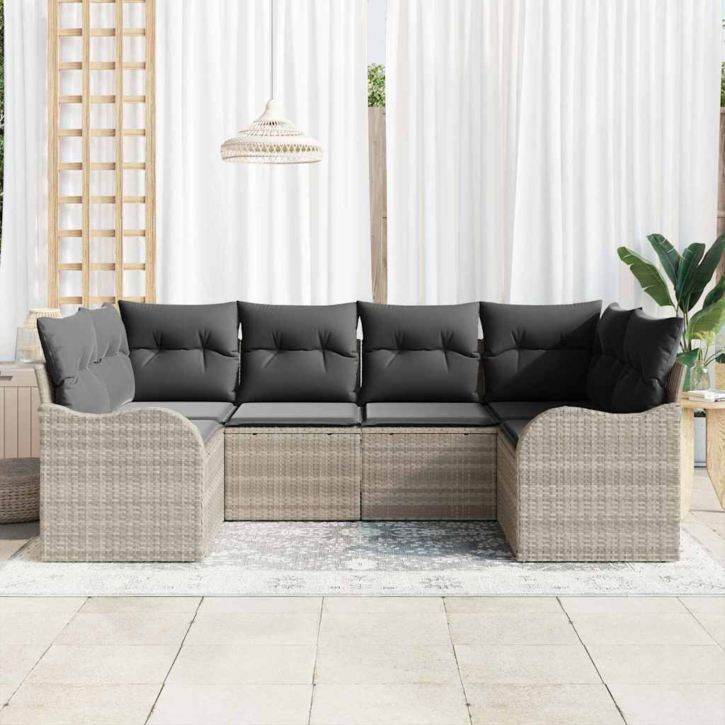 Kerti Kanapé Szett tárolóval 6 pcs Világosszürke Poli rattan