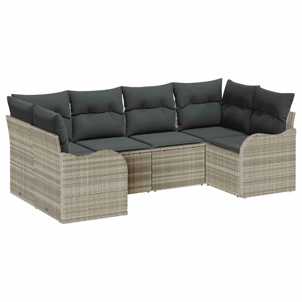 Kerti Kanapé Szett tárolóval 6 pcs Világosszürke Poli rattan