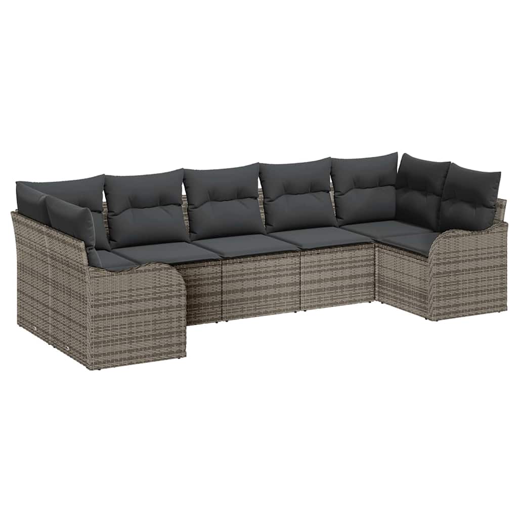 Kerti Kanapé Szett tárolóval 7 pcs Szürke Poli rattan