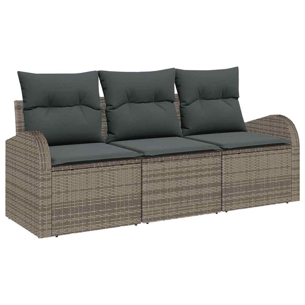 Kerti Kanapé Szett tárolóval 3 pcs Szürke Poli rattan