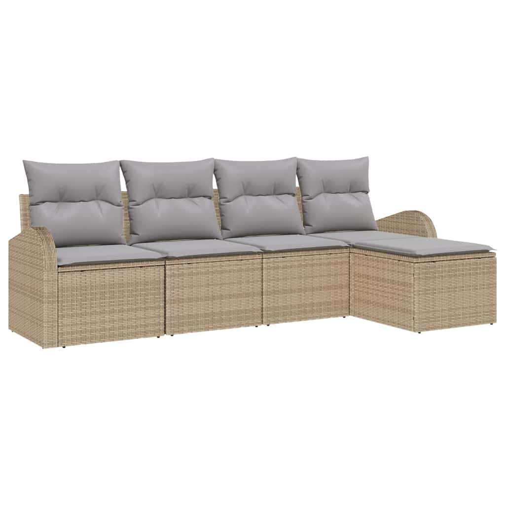 Kanapé Szett párnával 5 pcs Beige és Világosszürke polirattan