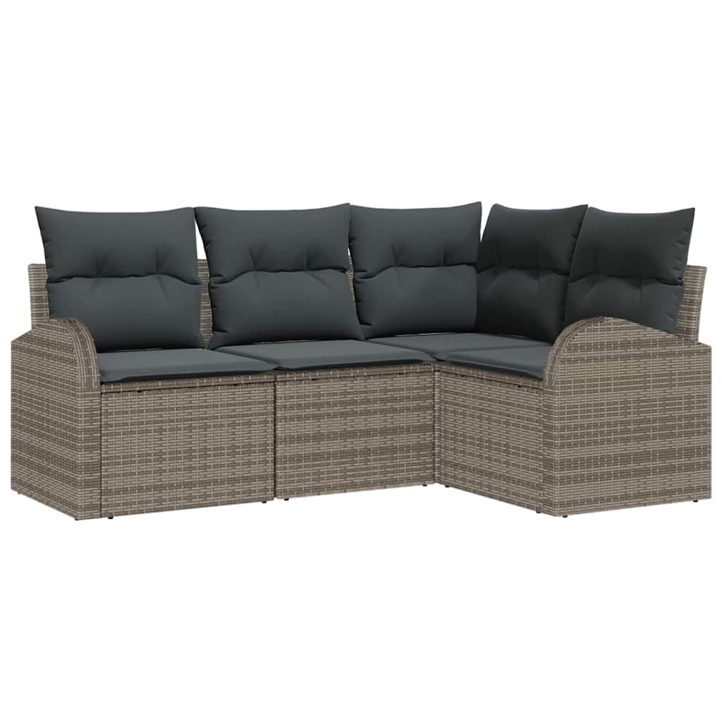 Kerti Kanapé Szett párnával tárolóval 4 pcs Szürke polirattan