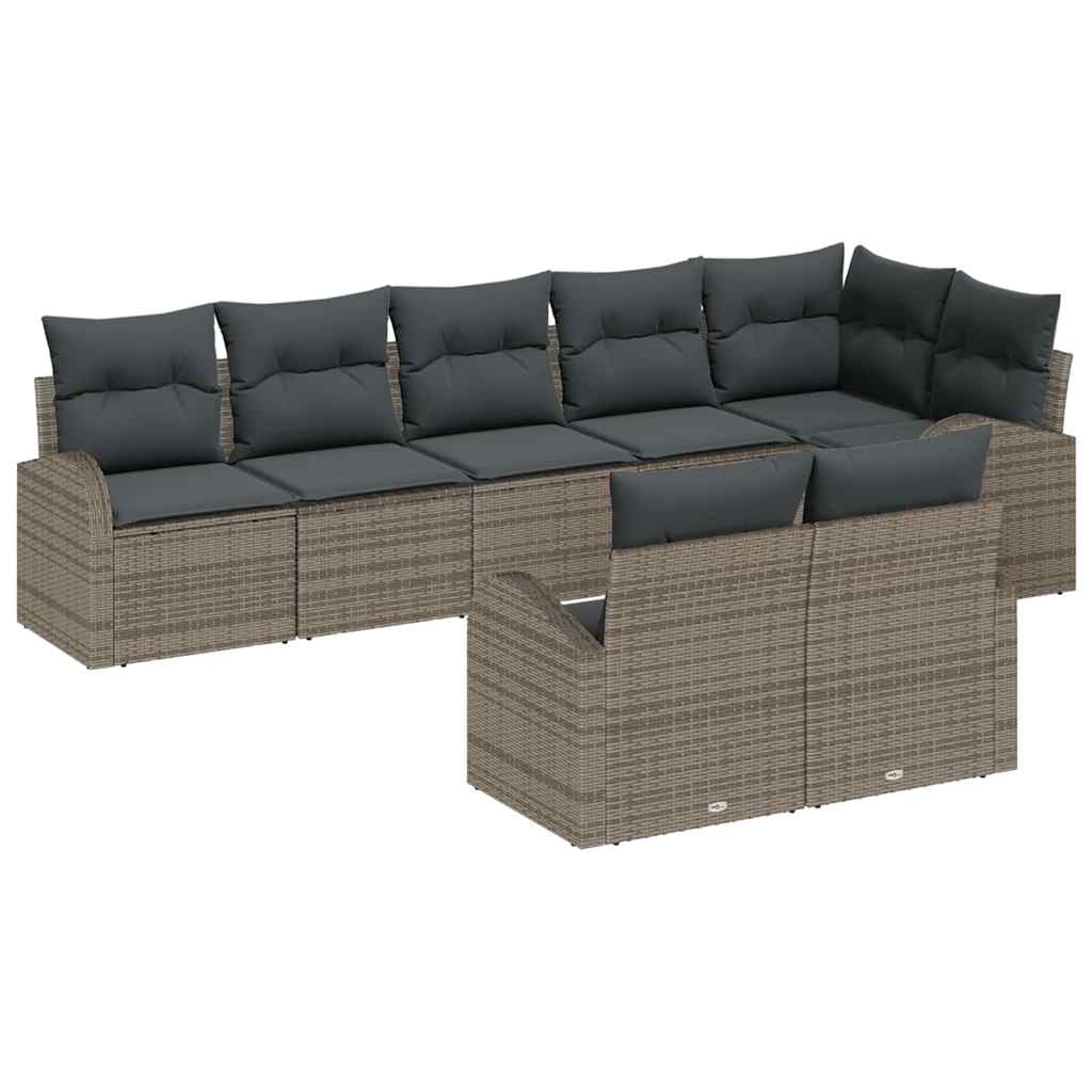 Kerti Kanapé Szett párnával tárolóval 8 pcs Szürke polirattan