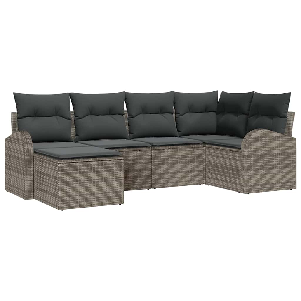 Kanapé Szett párnával tárolóval 6 pcs Szürke polirattan