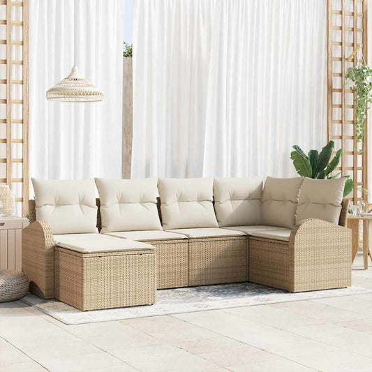 Kanapé Szett párnával tárolóval 6 pcs Beige és Fehér polirattan