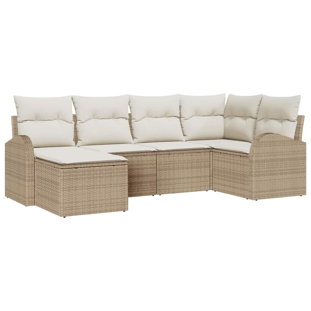 Kanapé Szett párnával tárolóval 6 pcs Beige és Fehér polirattan