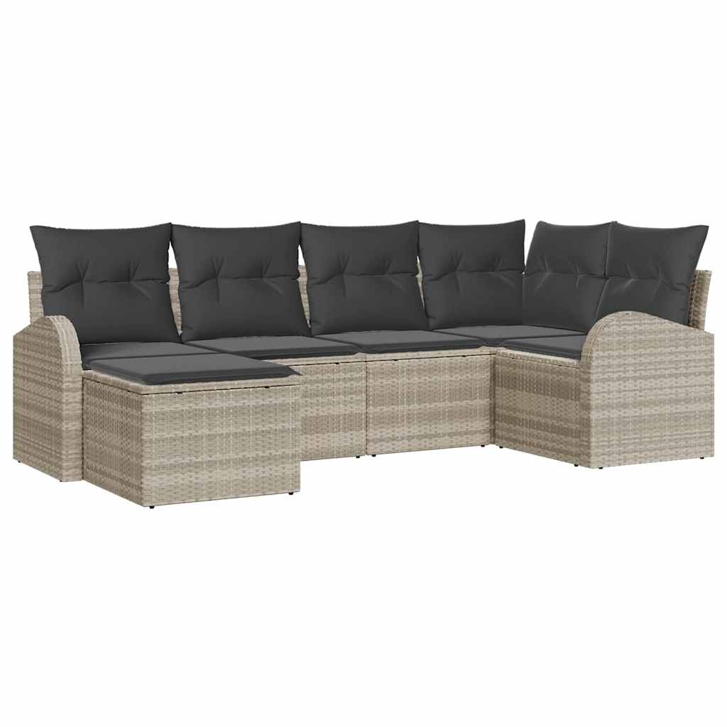 Kanapé Szett párnával tárolóval 6 pcs Világosszürke polirattan