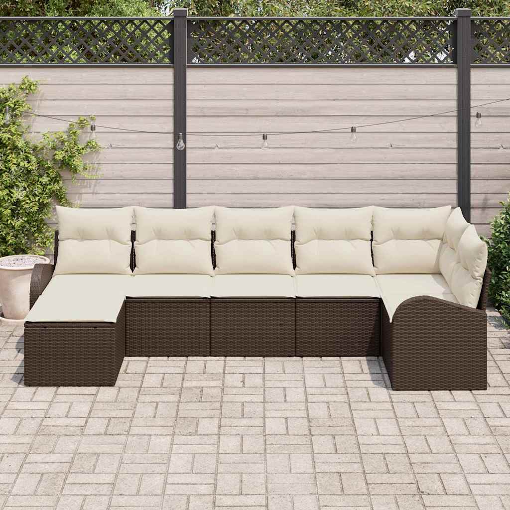 Kanapé Szett párnával tárolóval 7 pcs Barna polirattan