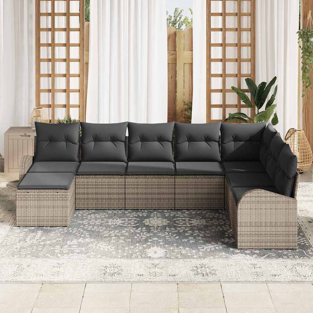 Kanapé Szett párnával tárolóval 8 pcs Szürke polirattan