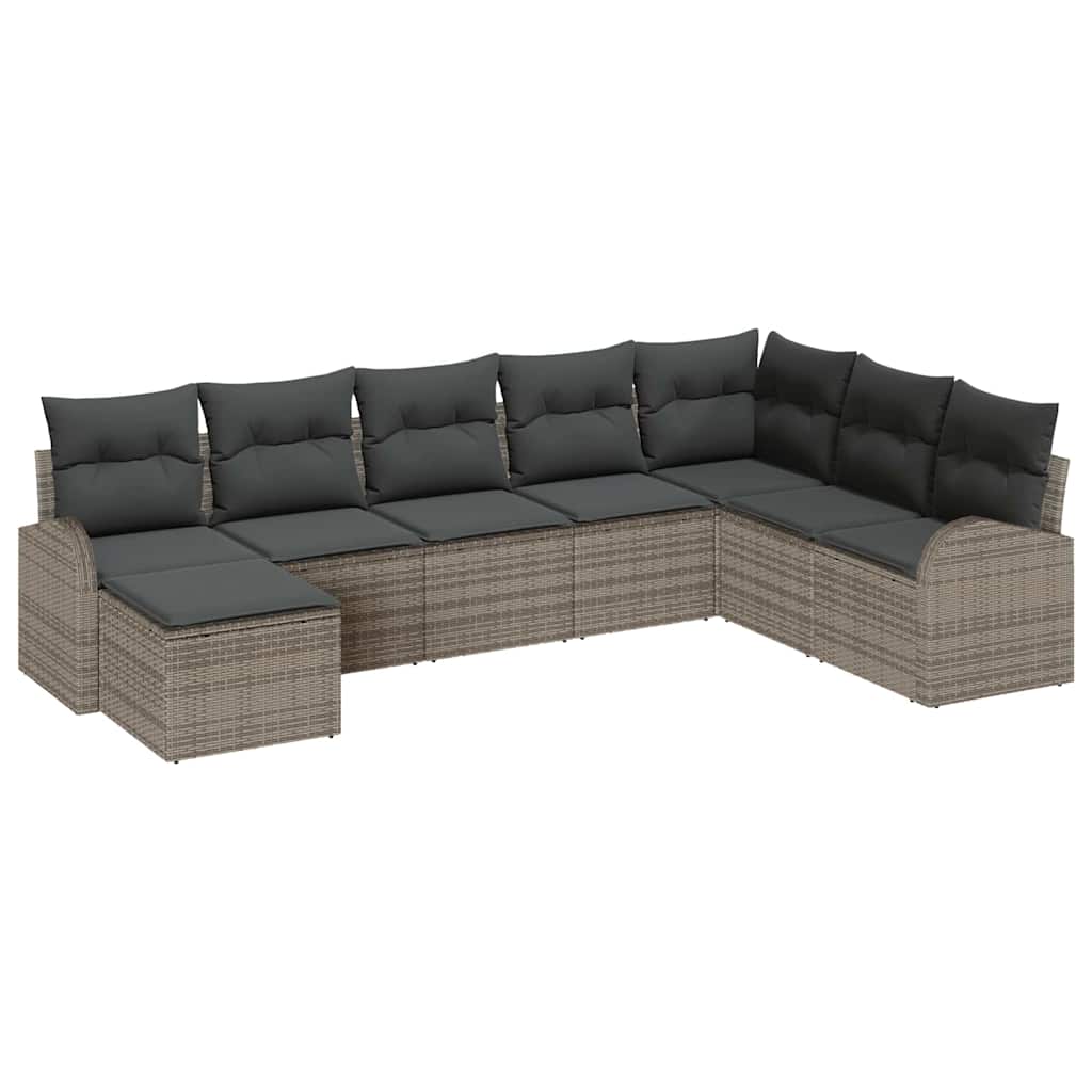 Kanapé Szett párnával tárolóval 8 pcs Szürke polirattan