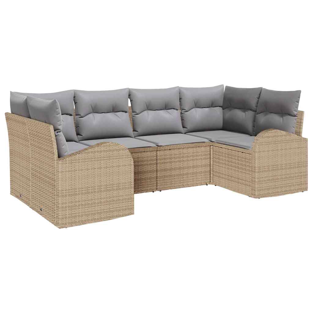 Kerti Kanapé Szett 6 pcs Beige és Világosszürke polirattan