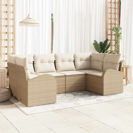 Kerti Kanapé Szett párnával 6 pcs Beige és Fehér polirattan