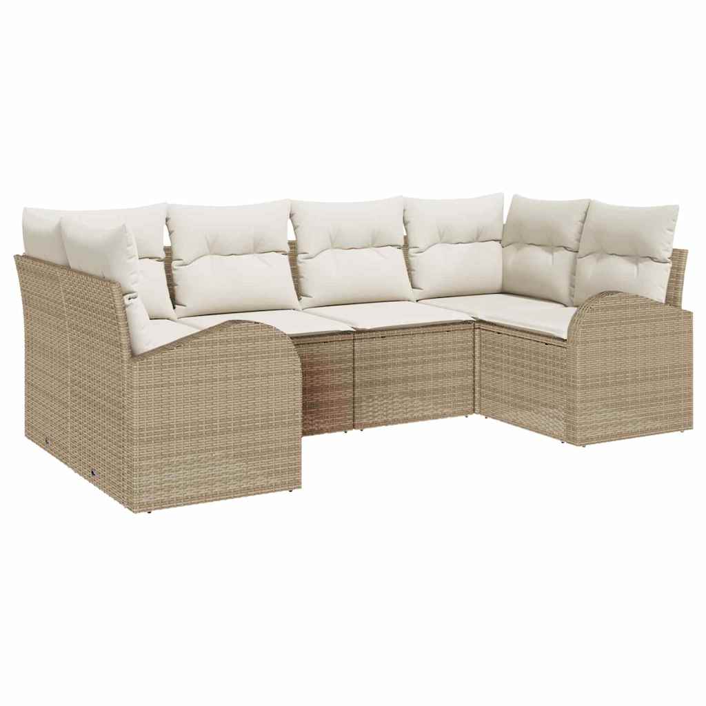 Kerti Kanapé Szett párnával 6 pcs Beige és Fehér polirattan