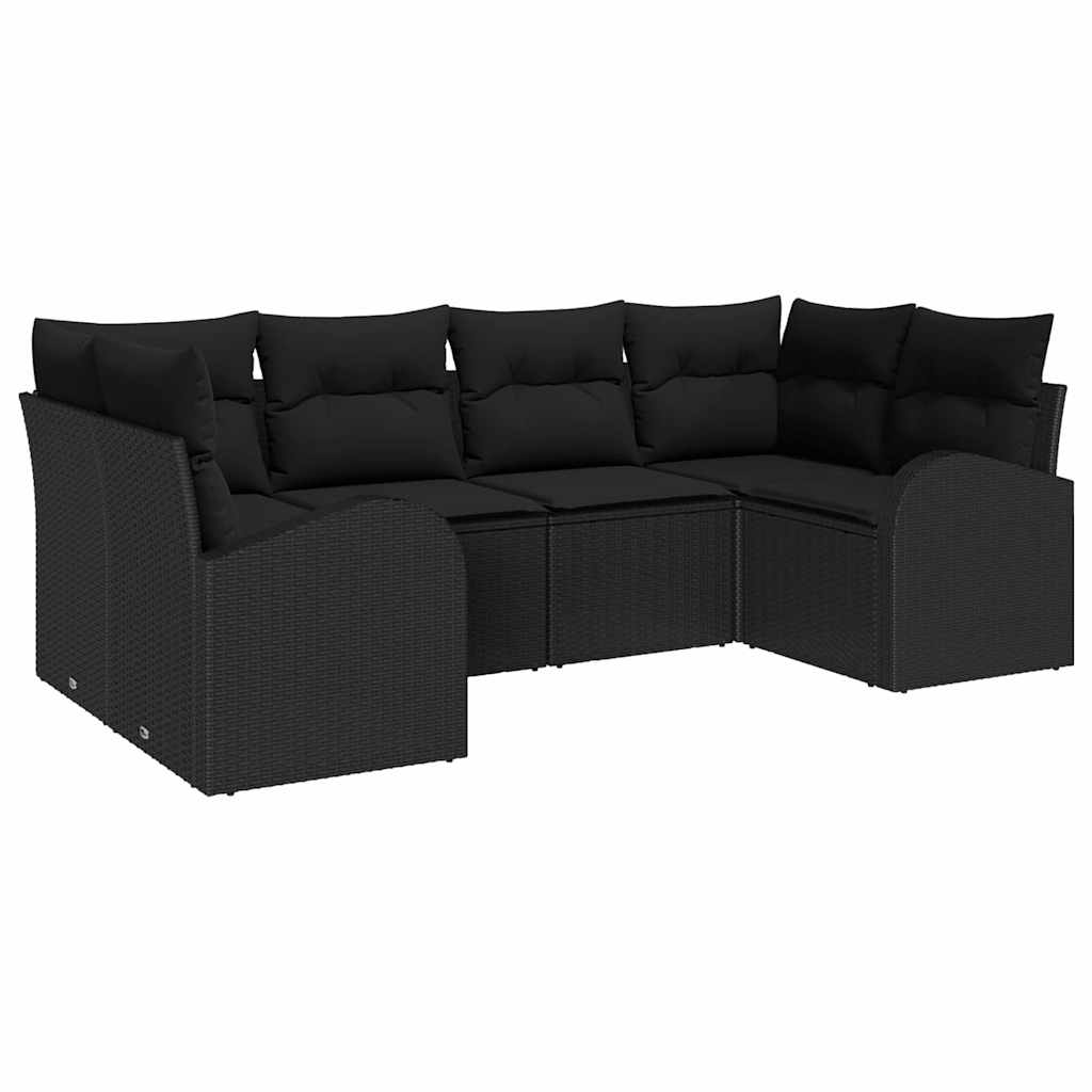 Kerti Kanapé Szett párnával tárolóval 6 pcs Fekete polirattan